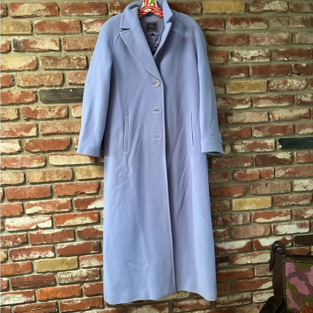 Elegant Light Blue Cashmere/Virgin Wool Coat sz Small Women